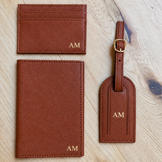 Personalized Travel Gift Set | Monogrammed Passport Holder, Luggage Tag & Card Holder | Canada